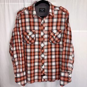 Fender Western Plaid Shirt Mens Size X-Large Snap Button Rock Roll Religion EUC